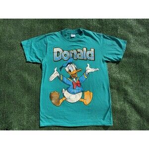 Vintage Disney Donald Duck Teal T-Shirt Made In USA Size Medium